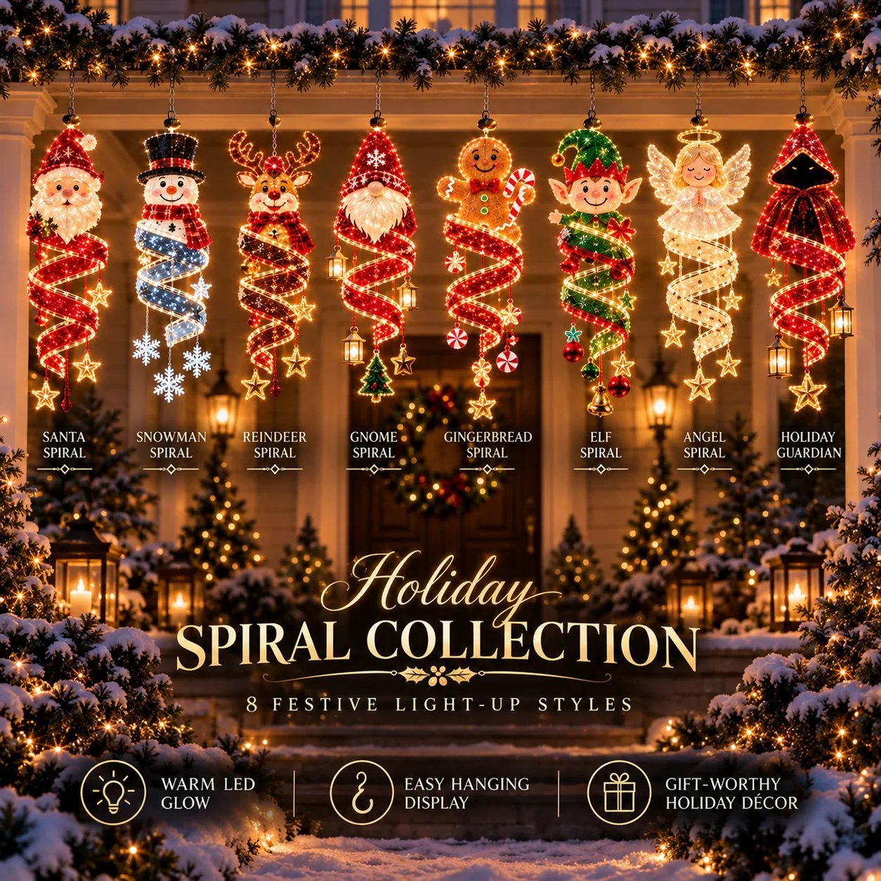 ⏳ Last Day 49% OFF – 🎄Christmas Magic SpiralTM Hanging LED Light Collection 