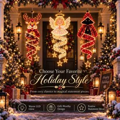 ⏳ Last Day 49% OFF – 🎄Christmas Magic SpiralTM Hanging LED Light Collection 