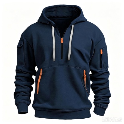 Men's Zipper And Multi Pocket Sport Casual Sweatshirt