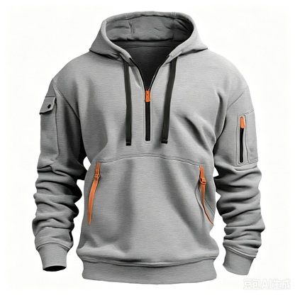 Men's Zipper And Multi Pocket Sport Casual Sweatshirt