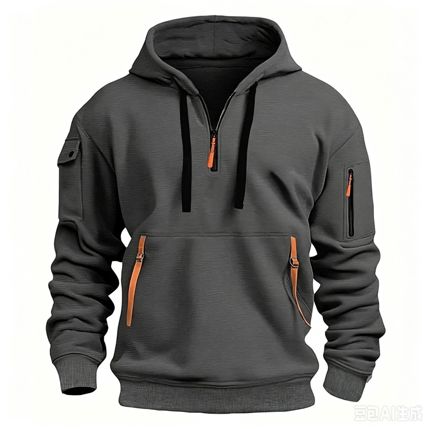 Men's Zipper And Multi Pocket Sport Casual Sweatshirt