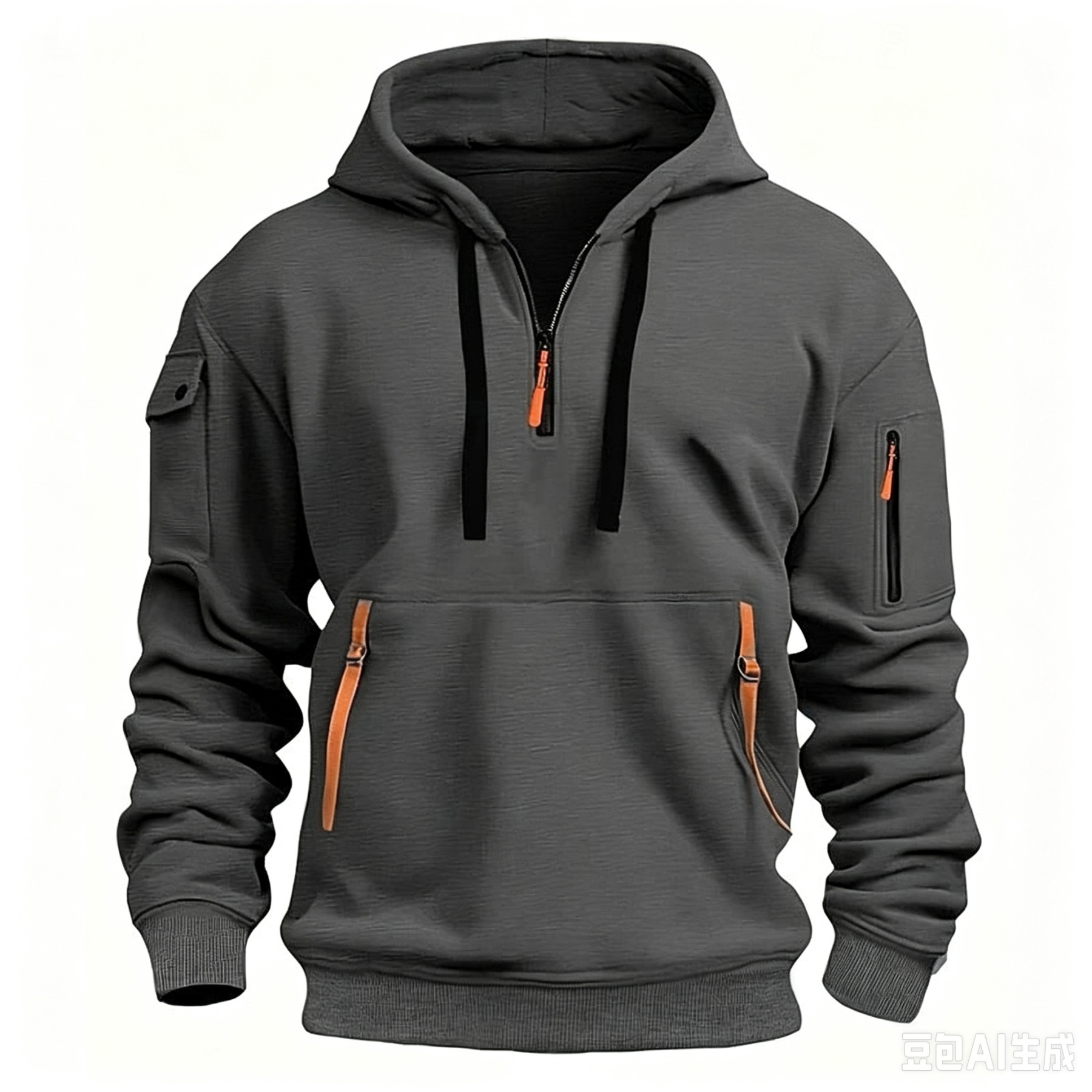Men's Zipper And Multi Pocket Sport Casual Sweatshirt