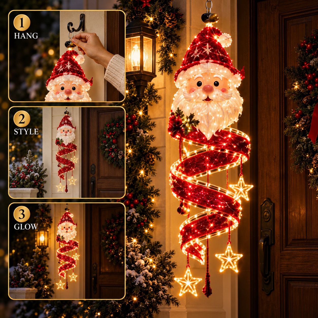 ⏳ Last Day 49% OFF – 🎄Christmas Magic SpiralTM Hanging LED Light Collection 