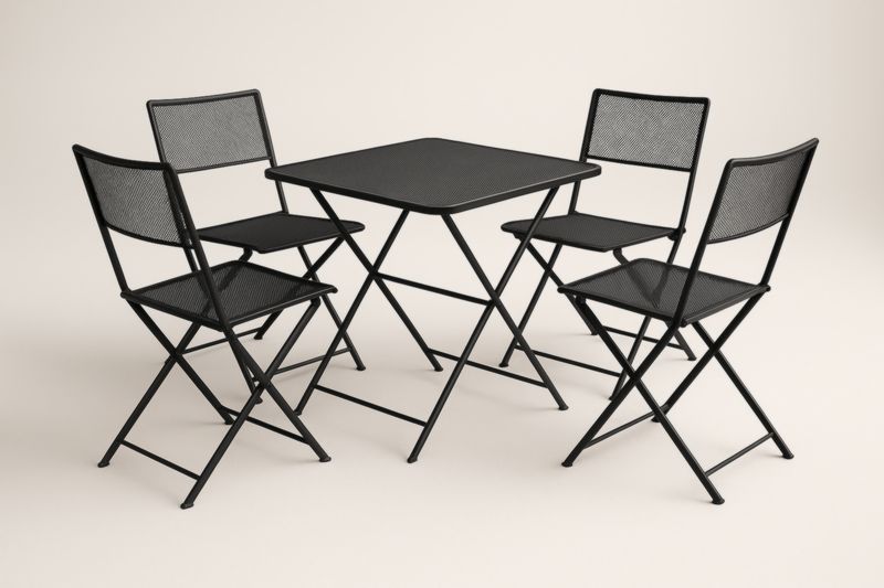 Ensemble jardin ensemble de table et chaises pliantes en acier noir pour jardin