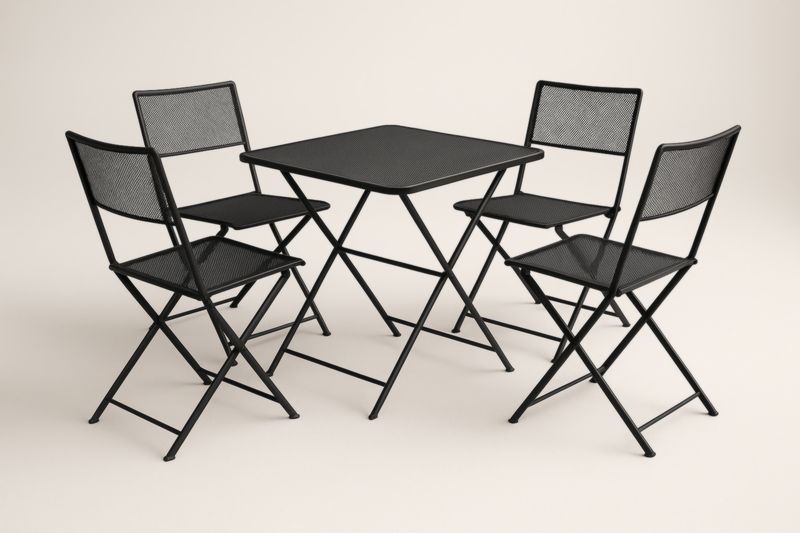 Ensemble jardin ensemble de table et chaises pliantes en acier noir pour jardin