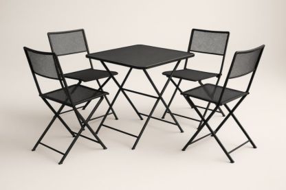 Ensemble jardin ensemble de table et chaises pliantes en acier noir pour jardin
