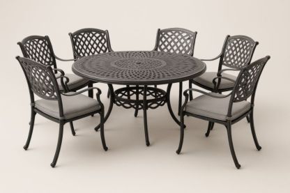 Ensemble de salle à manger pour extérieur en aluminium avec chaises en polyester noir et gris