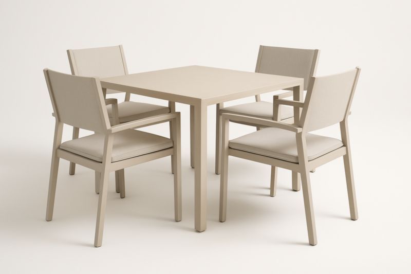 Ensemble de table  à manger et chaises en aluminium beige pour jardin