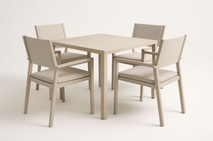 Ensemble de table  à manger et chaises en aluminium beige pour jardin