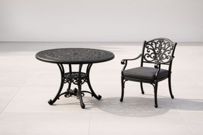 Ensemble table ronde et chaise en aluminium noir