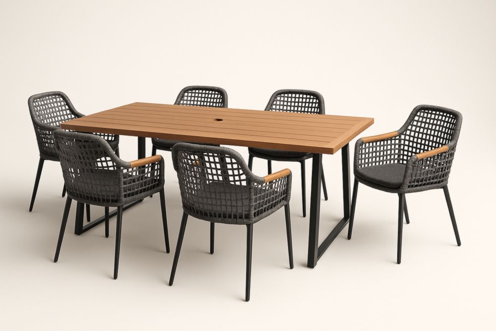 Ensemble Table et Chaises en Aluminium et Bois massif