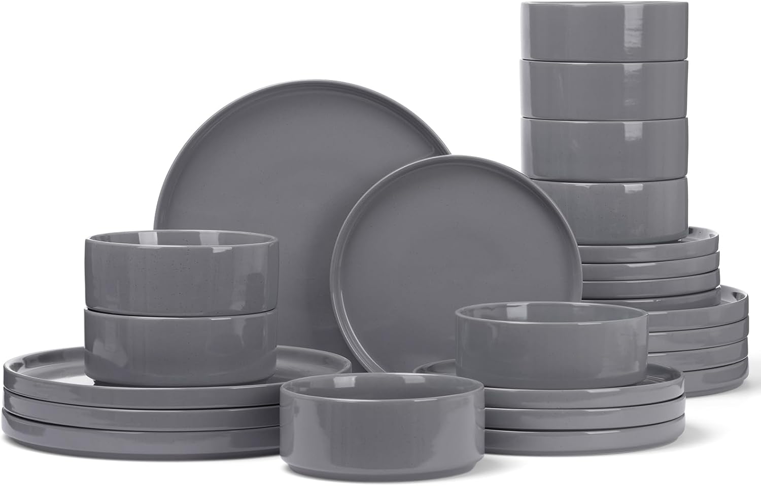 Nebula Plates and Bowls Set, 12 Pieces Dinnerware Sets, Dishes Set for 4, White