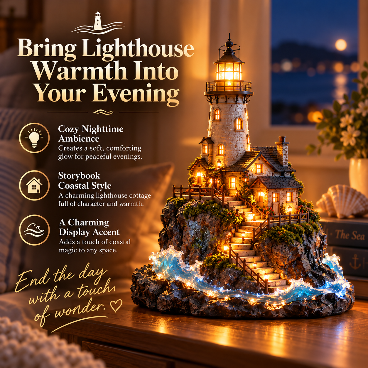 Coastal Lighthouse Glow gift scene