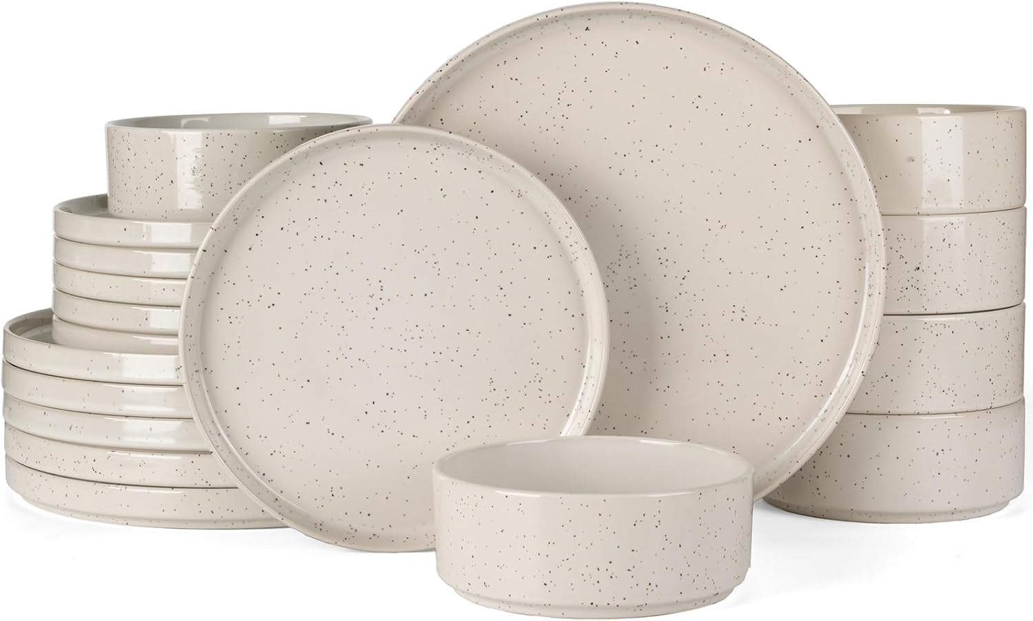 Nebula Plates and Bowls Set, 12 Pieces Dinnerware Sets, Dishes Set for 4, White