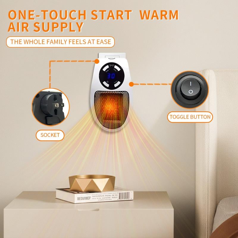 Portable Convection Fan Ceramic Heater Power-Off Protection & 2-Speed Settings