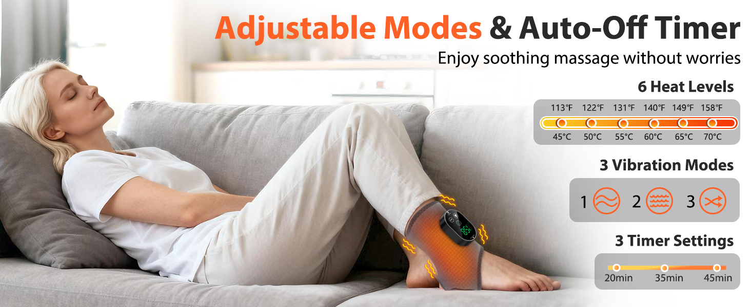 foot massager with heat 6 heat 3 vibration speeds, 3 timers automatic shutoff for safe daily use