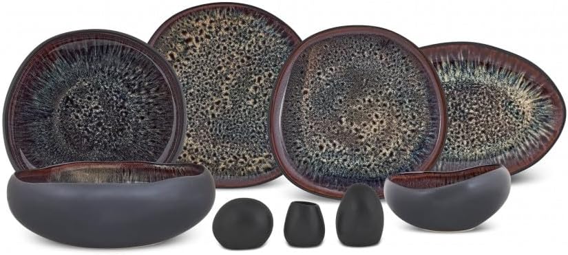 Collection Clay 55-Piece Dinnerware Set for 12 People, Stoneware, Microwave & Dishwasher Safe, White - Stylish and Functional