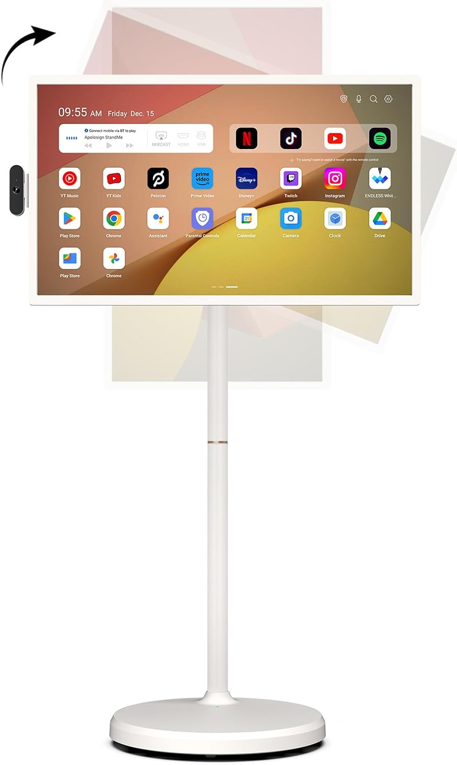 32'' UHD 4K Smart Portable TV 2nd Gen, 16(8+8) GB RAM+256GB, Android 16, EDLA-Certified, Portable Touch Screen Monitor, Built-in 15000mAh Battery, Full Swivel Rotation, Voice Remote Control