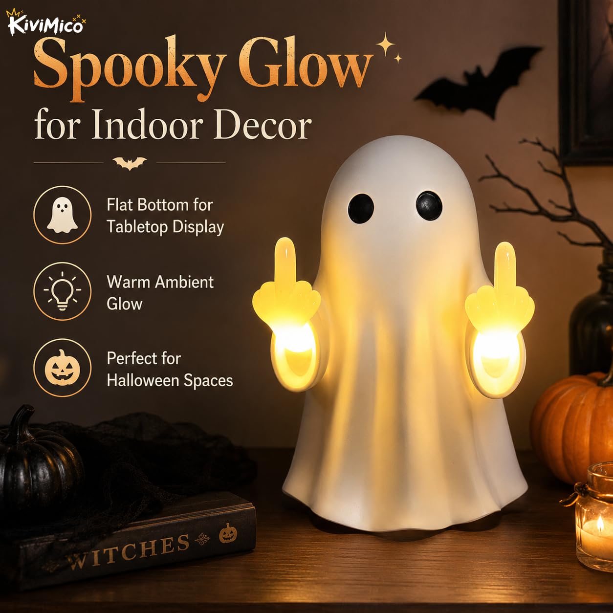Middle Finger Ghost Light, Halloween Night Light, Funny Ghost Lamp