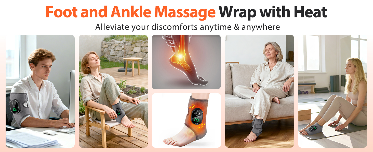 foot and ankle massager wrap for home office use, travel carry-on, daily relaxation routine