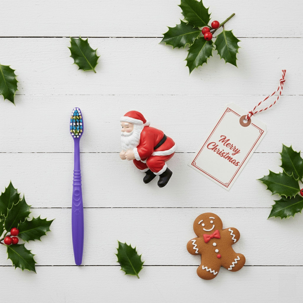 Close up of Santa toothpaste dispenser