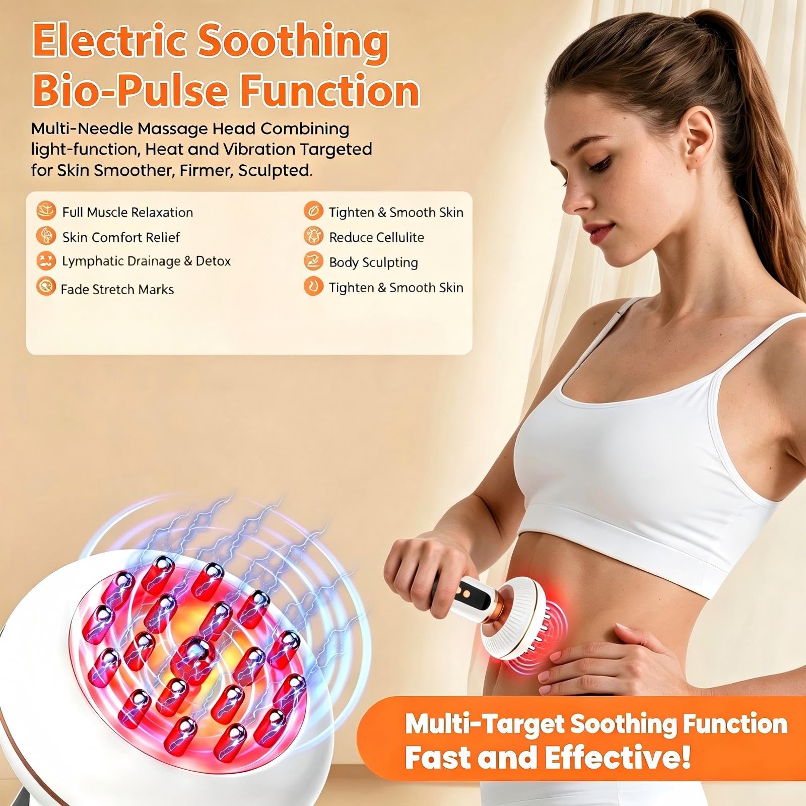4-in-1 Handheld Lymphatic Drainage Massager, Anti Cellulite Body Sculpting