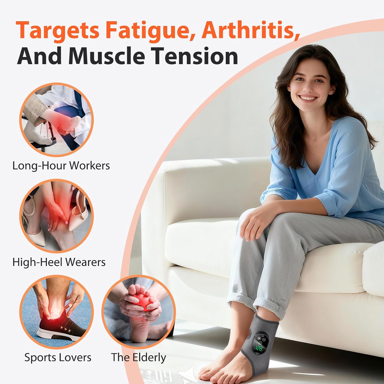 Cordless Foot and Ankle Massager with Heat for Plantar Fasciitis