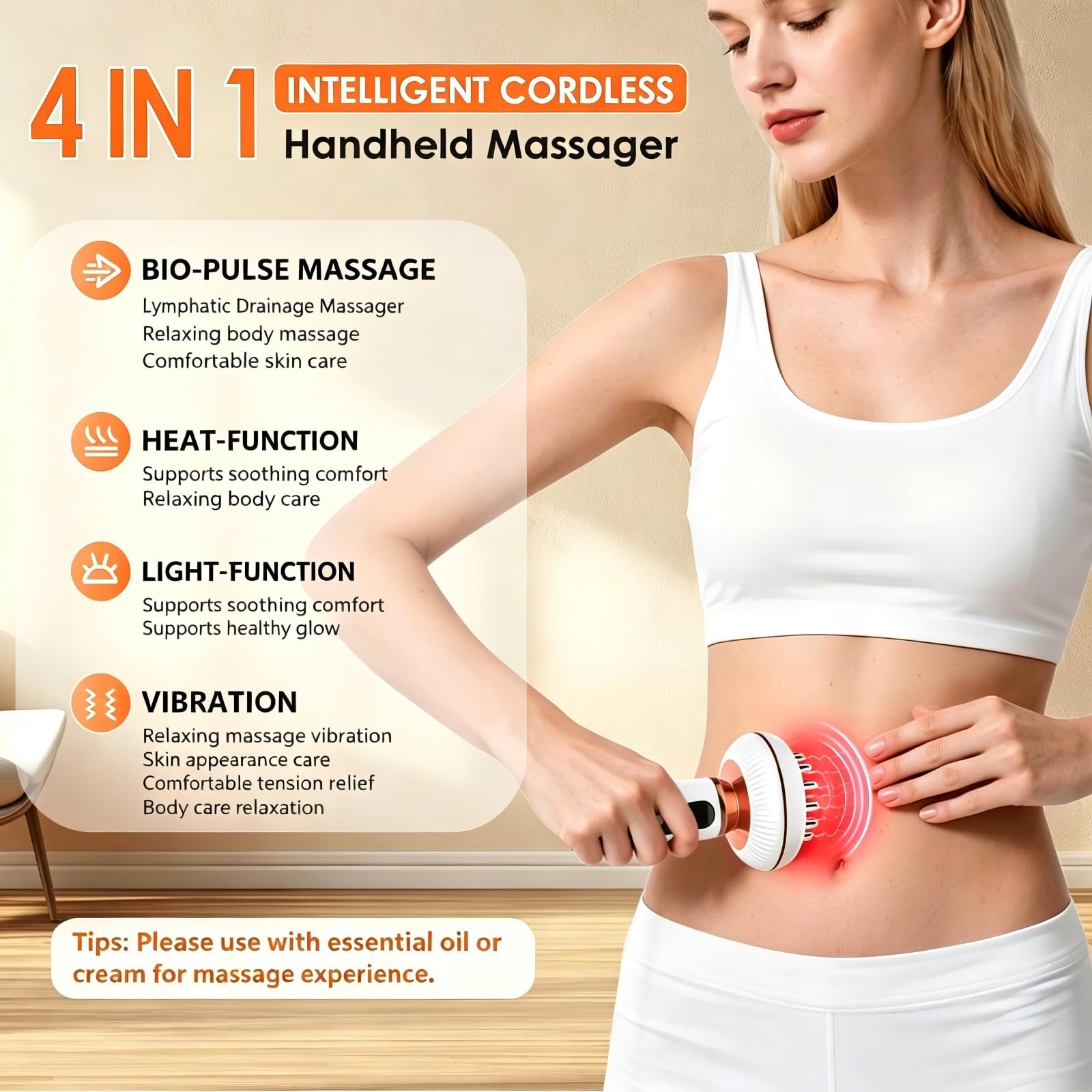 4-in-1 Handheld Lymphatic Drainage Massager, Anti Cellulite Body Sculpting