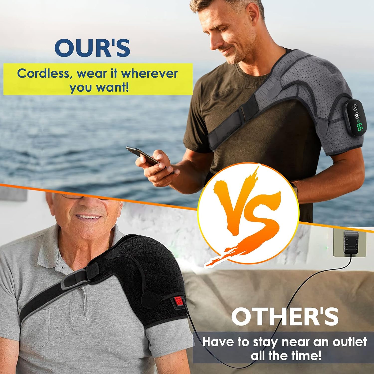 Cordless Shoulder Heating Pad with Massage
