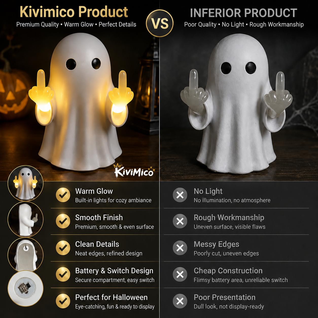 Middle Finger Ghost Light, Halloween Night Light, Funny Ghost Lamp