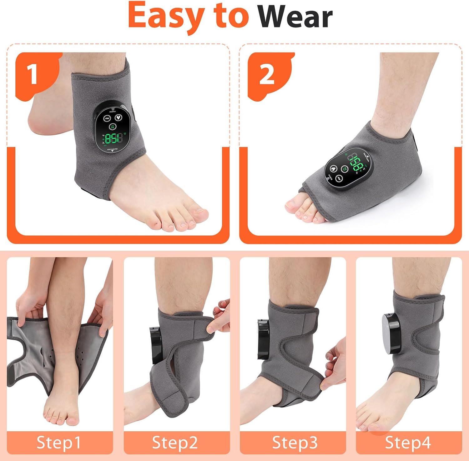 Cordless Foot and Ankle Massager with Heat for Plantar Fasciitis