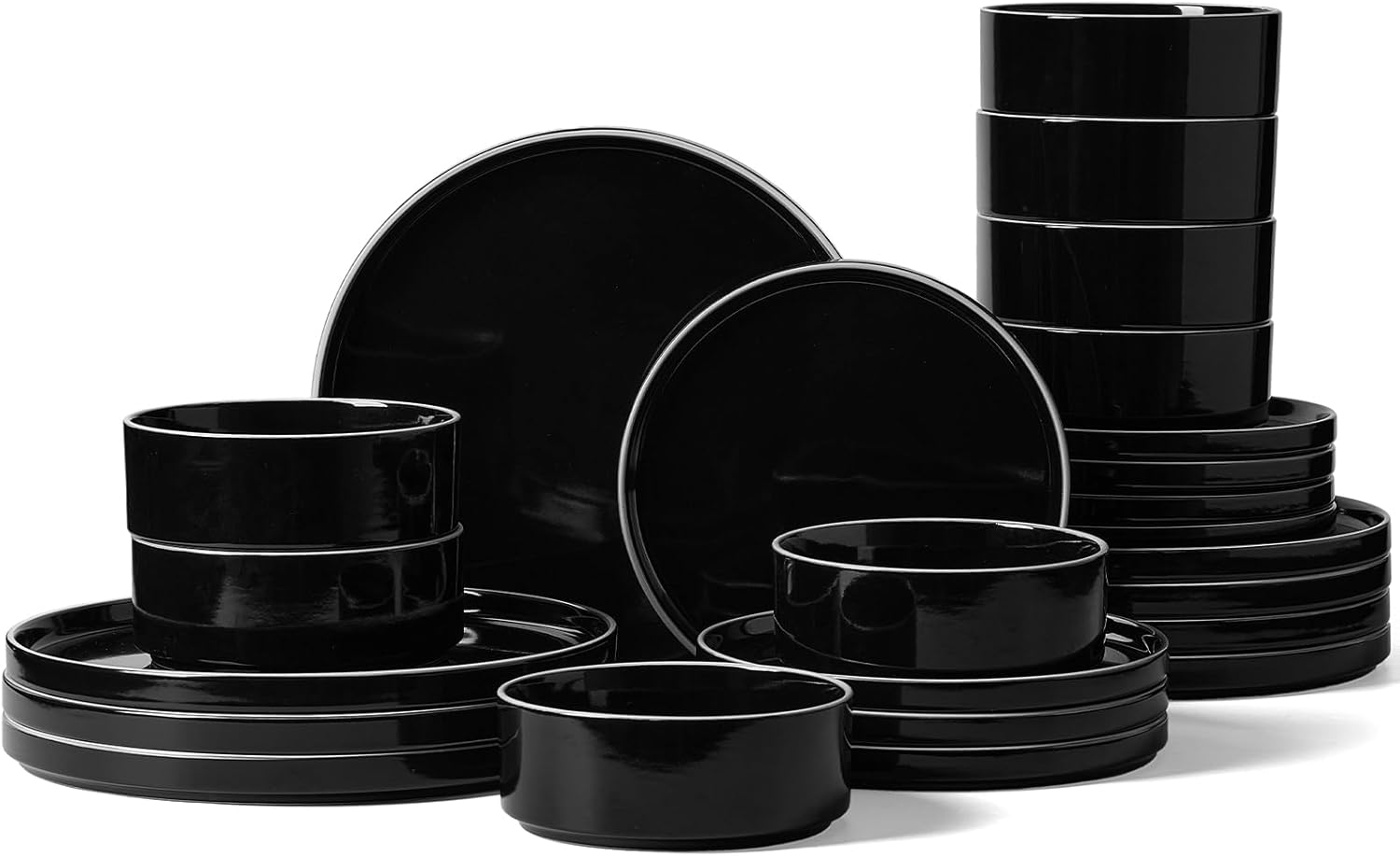 Nebula Plates and Bowls Set, 12 Pieces Dinnerware Sets, Dishes Set for 4, White