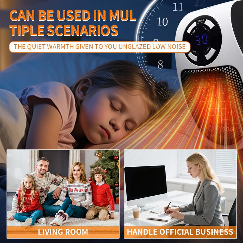 Portable Convection Fan Ceramic Heater Power-Off Protection & 2-Speed Settings