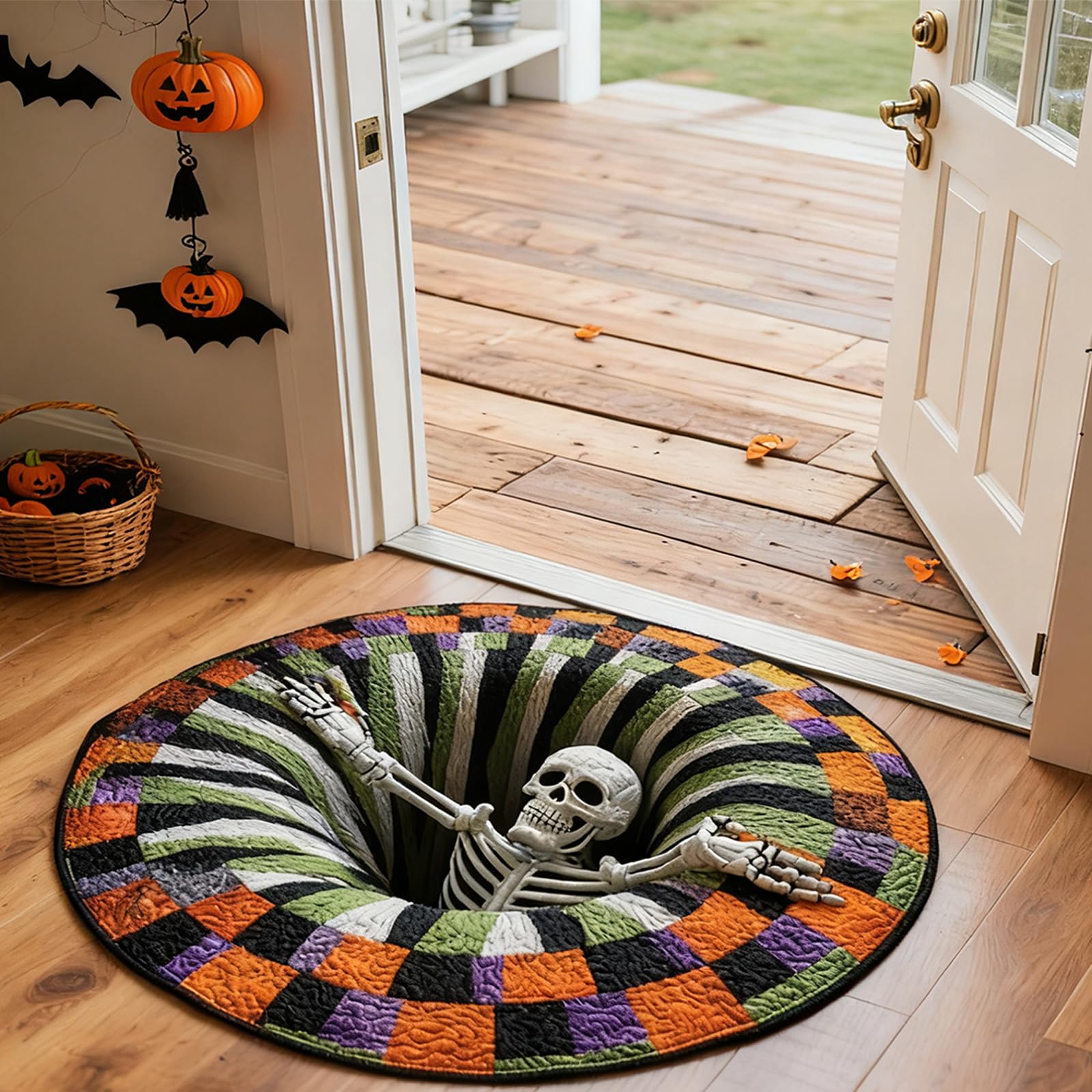 Halloween 3D Rug -Ghost Skeleton Pumpkin Patterns