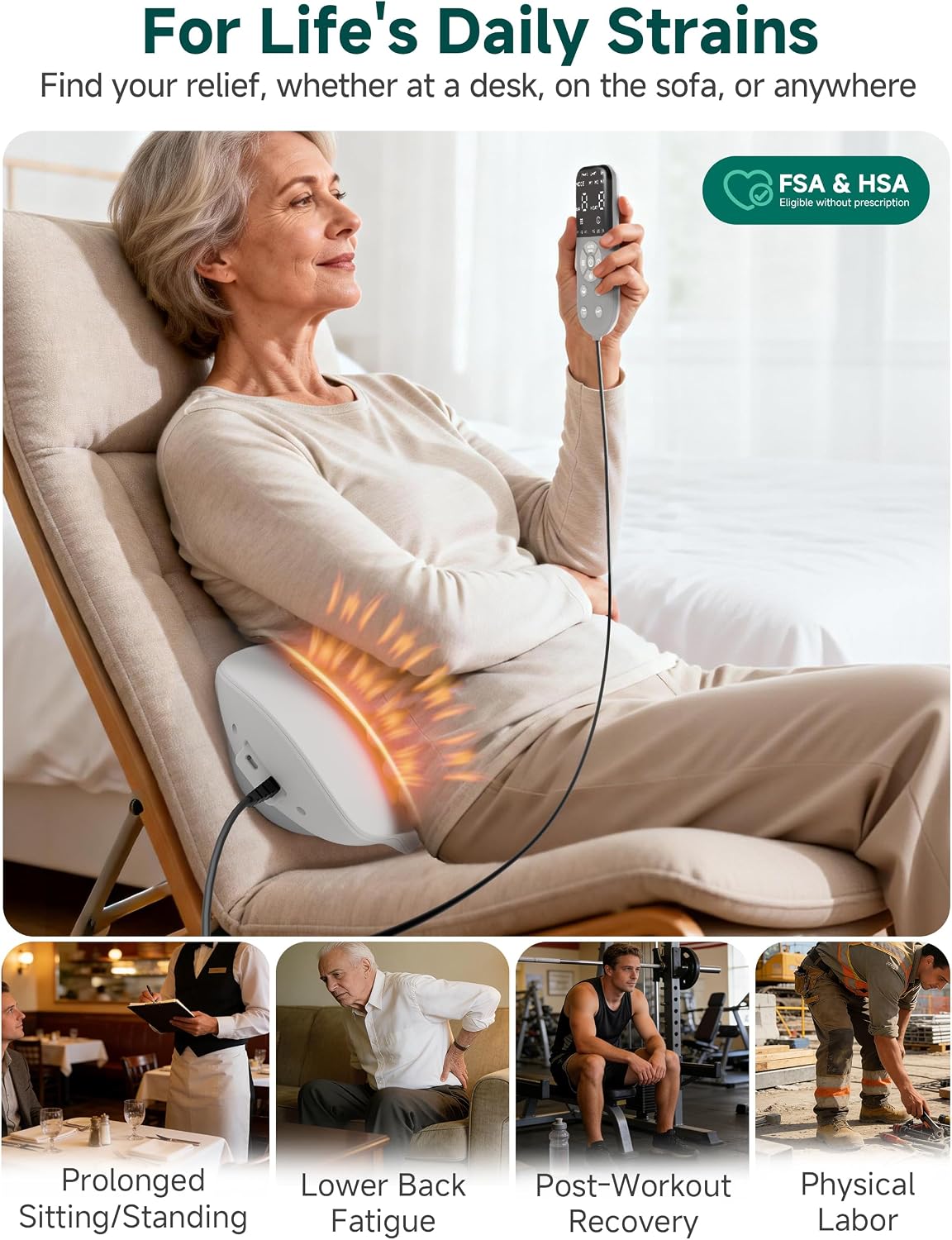 Massager with Heat & Vibration, Back Stretcher, FSA Eligible