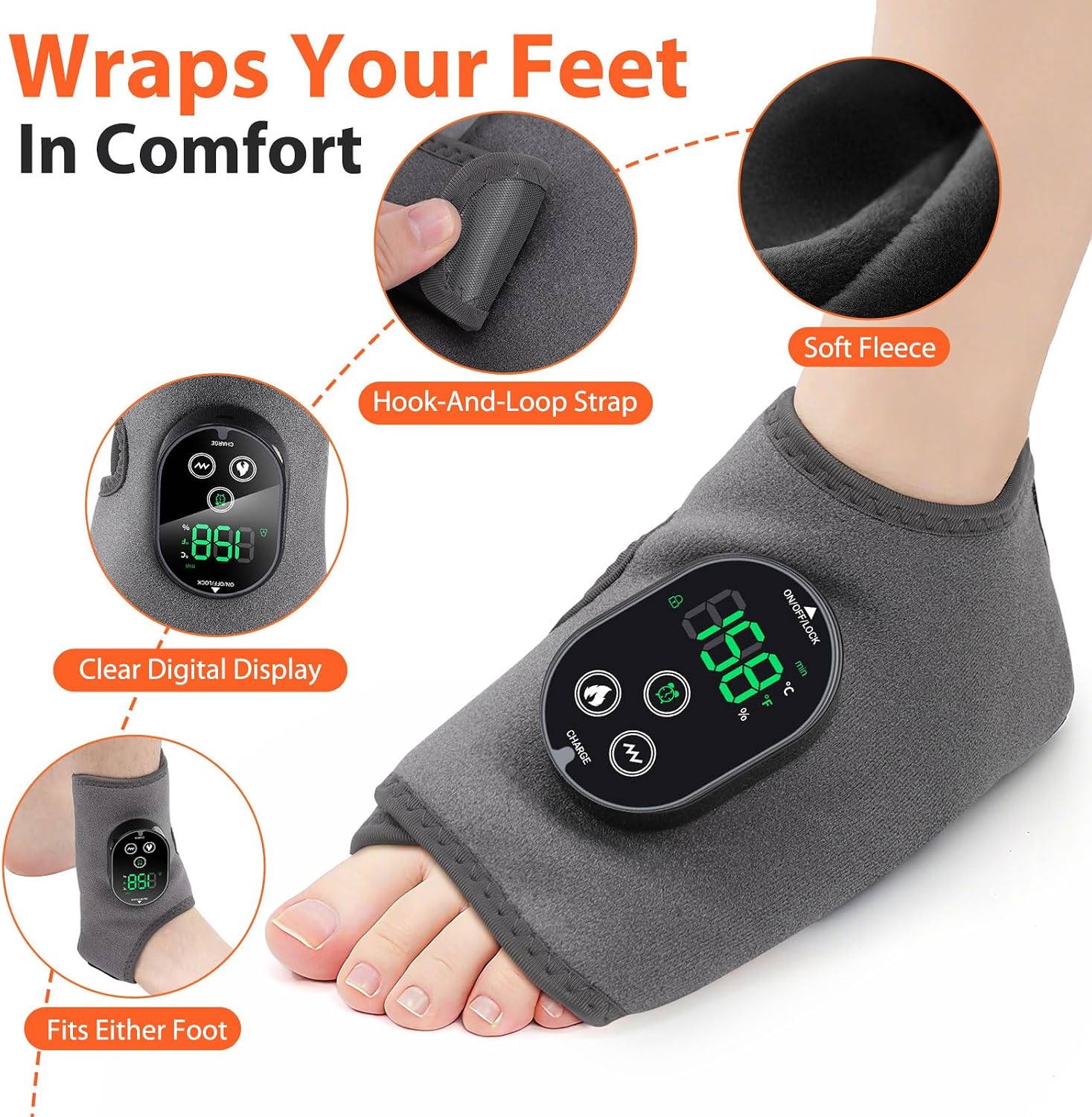 Cordless Foot and Ankle Massager with Heat for Plantar Fasciitis