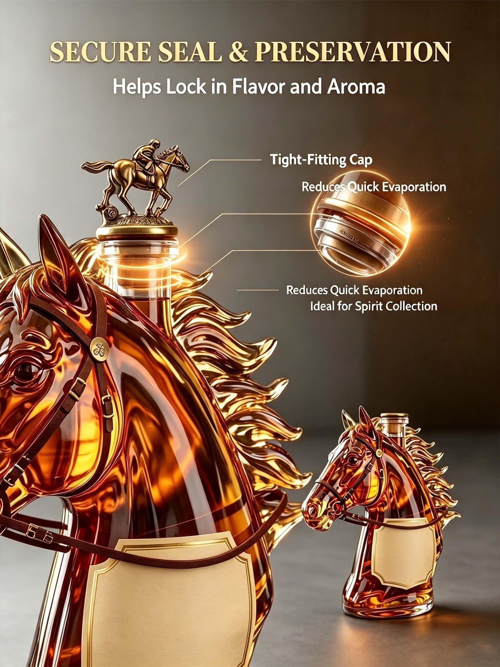 Horse Head Blanton Premium Collectible Glass Whiskey Decanter
