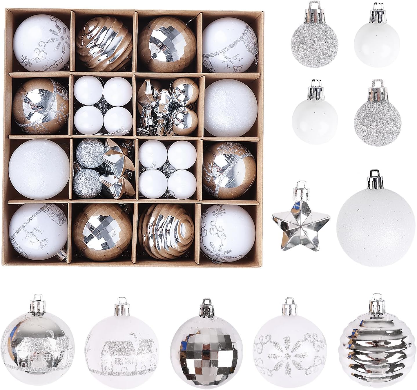 Christmas Balls Ornaments Set (44 Pcs)