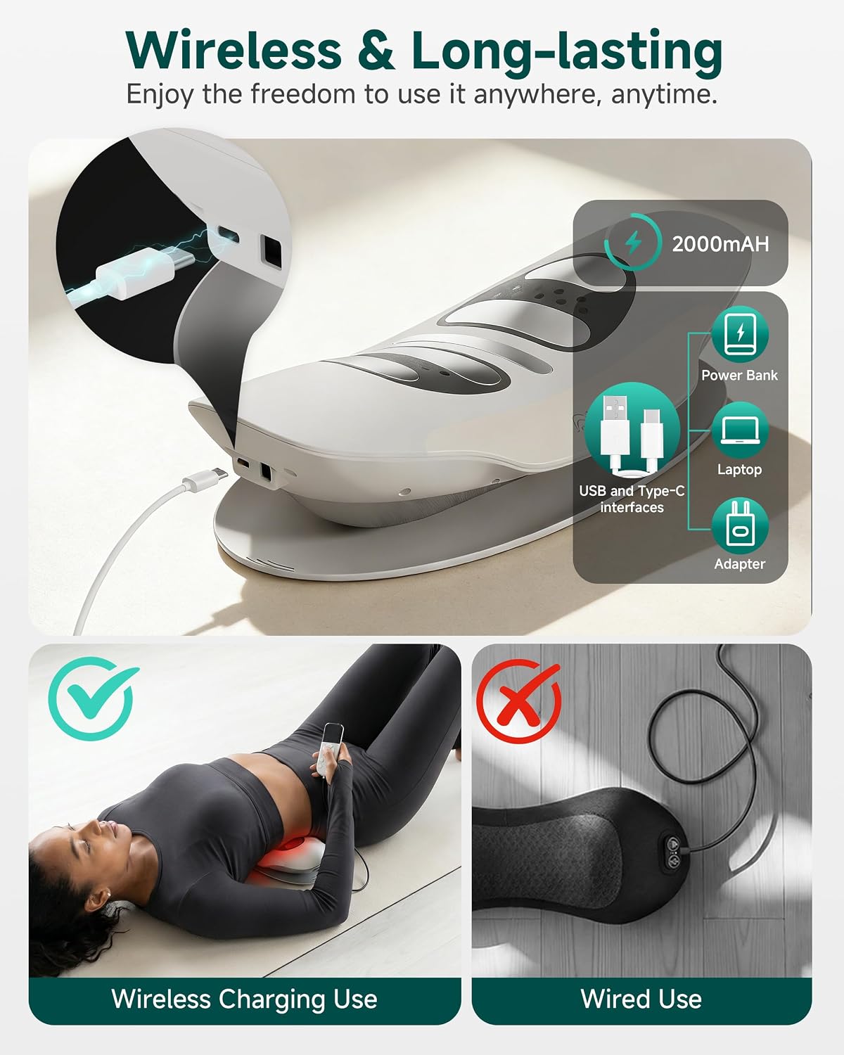 Massager with Heat & Vibration, Back Stretcher, FSA Eligible
