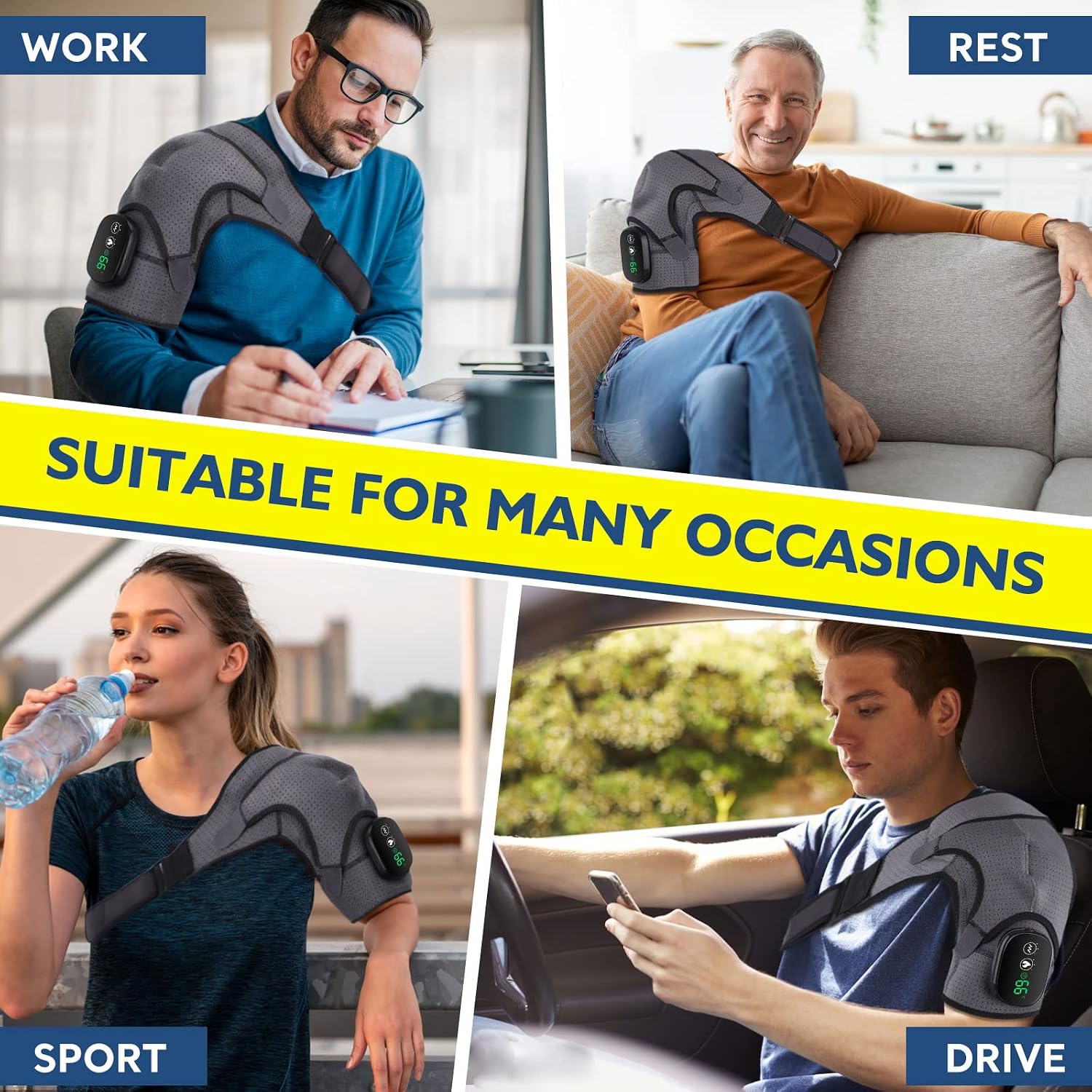 Cordless Shoulder Heating Pad with Massage
