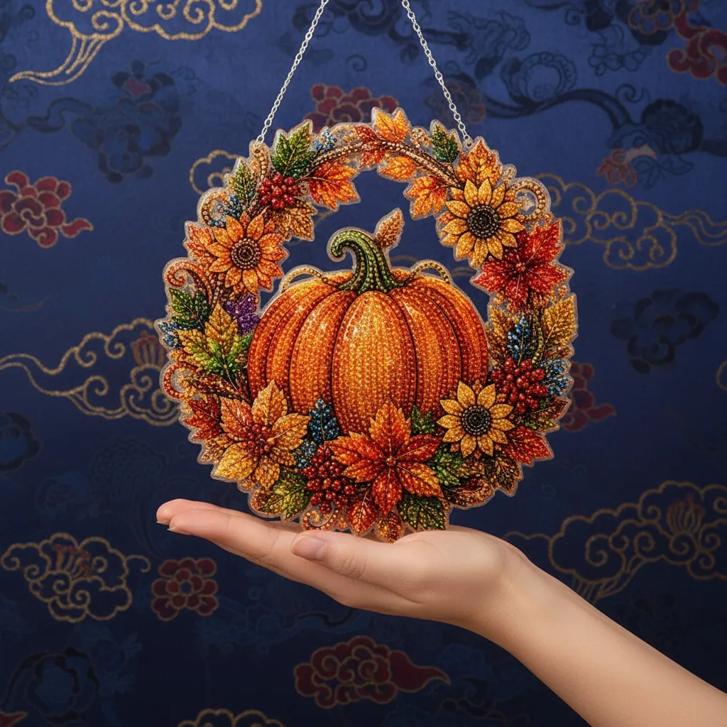 Finished pumpkin wreath hanging decor