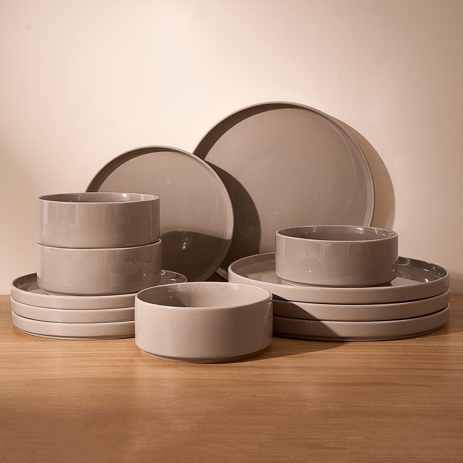 Nebula Plates and Bowls Set, 12 Pieces Dinnerware Sets, Dishes Set for 4, White