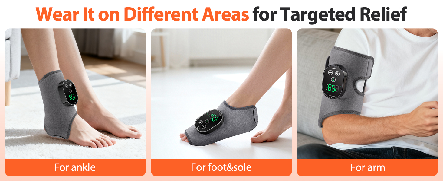 heated massager wrap for plantar fasciitis, on foot sole for arch pain muscle tension relief