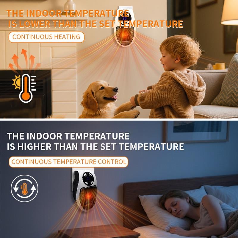 Portable Convection Fan Ceramic Heater Power-Off Protection & 2-Speed Settings