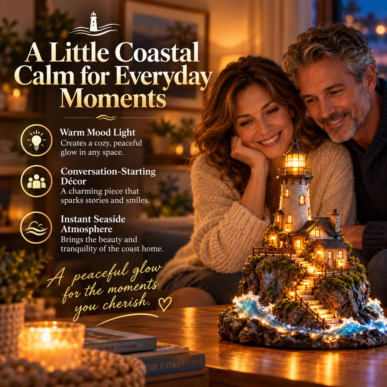 Coastal Lighthouse Glow home display scene
