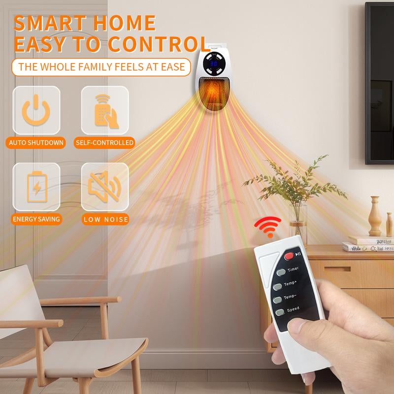 Portable Convection Fan Ceramic Heater Power-Off Protection & 2-Speed Settings