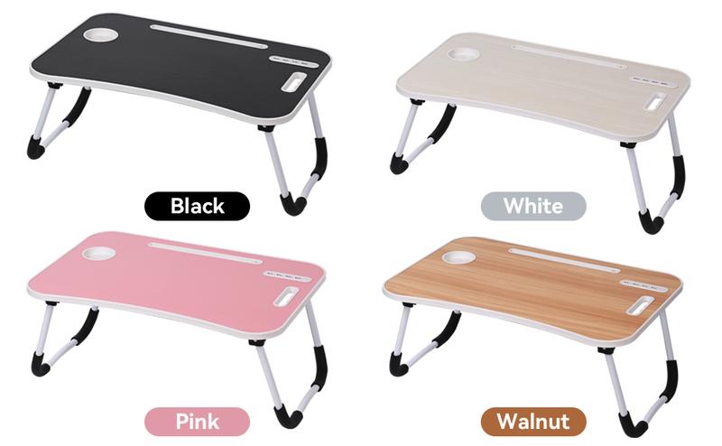 Laptop Bed Desk, Portable Foldable Laptop Table, Lap Desk Tray Table with 4 USB Ports, Storage Drawer and Cup Holder, for Bed/Couch Working, Reading