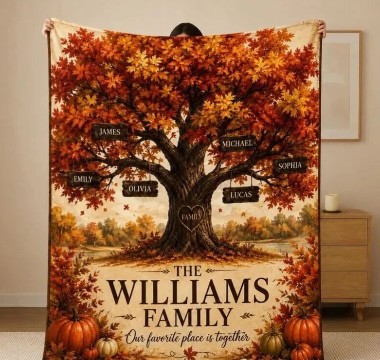 [Copy]Vintage Halloween Botanical Throw Blanket