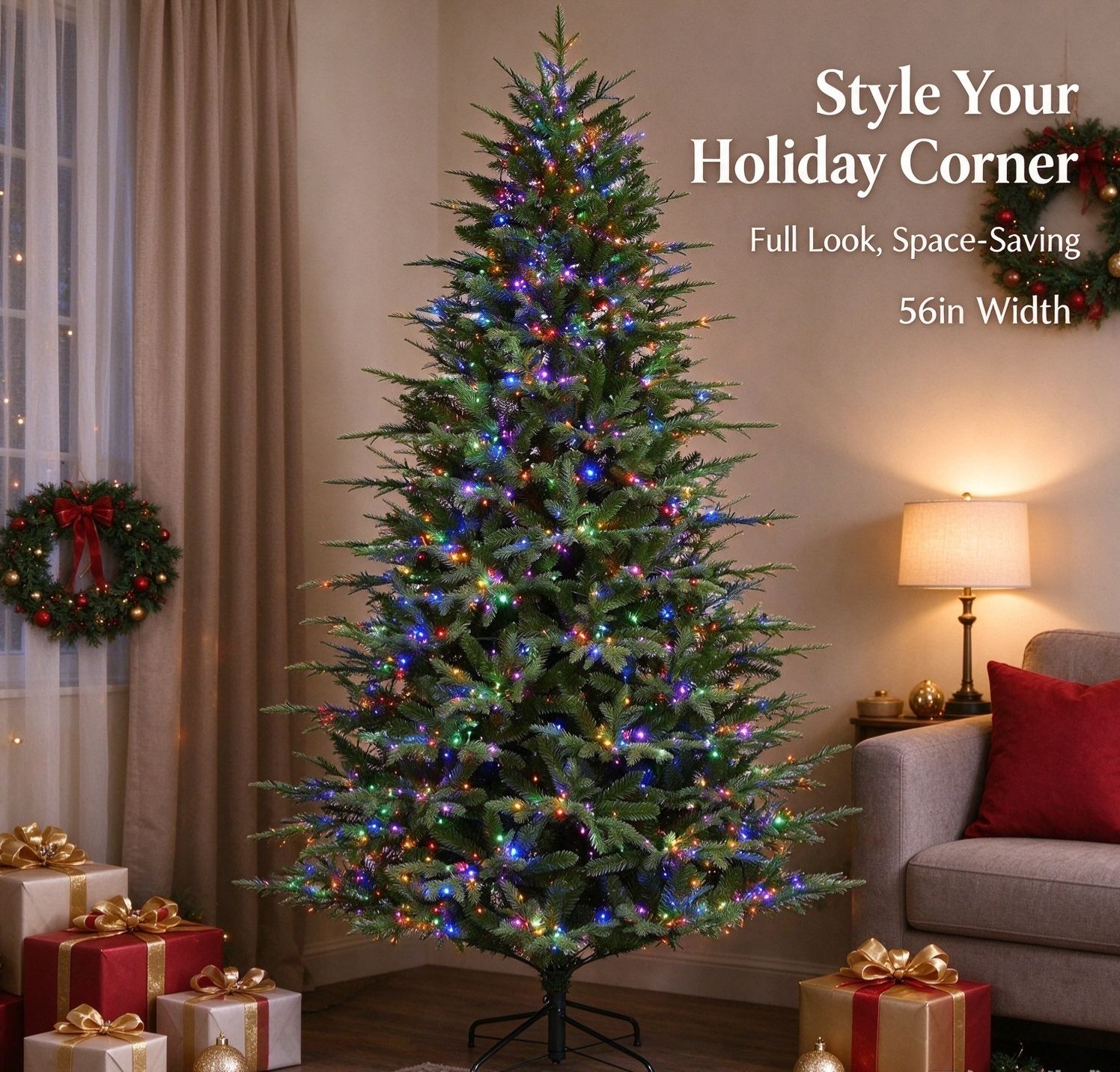 Glitzhome 7.5ft Pre-Lit Artificial Fir Christmas Tree