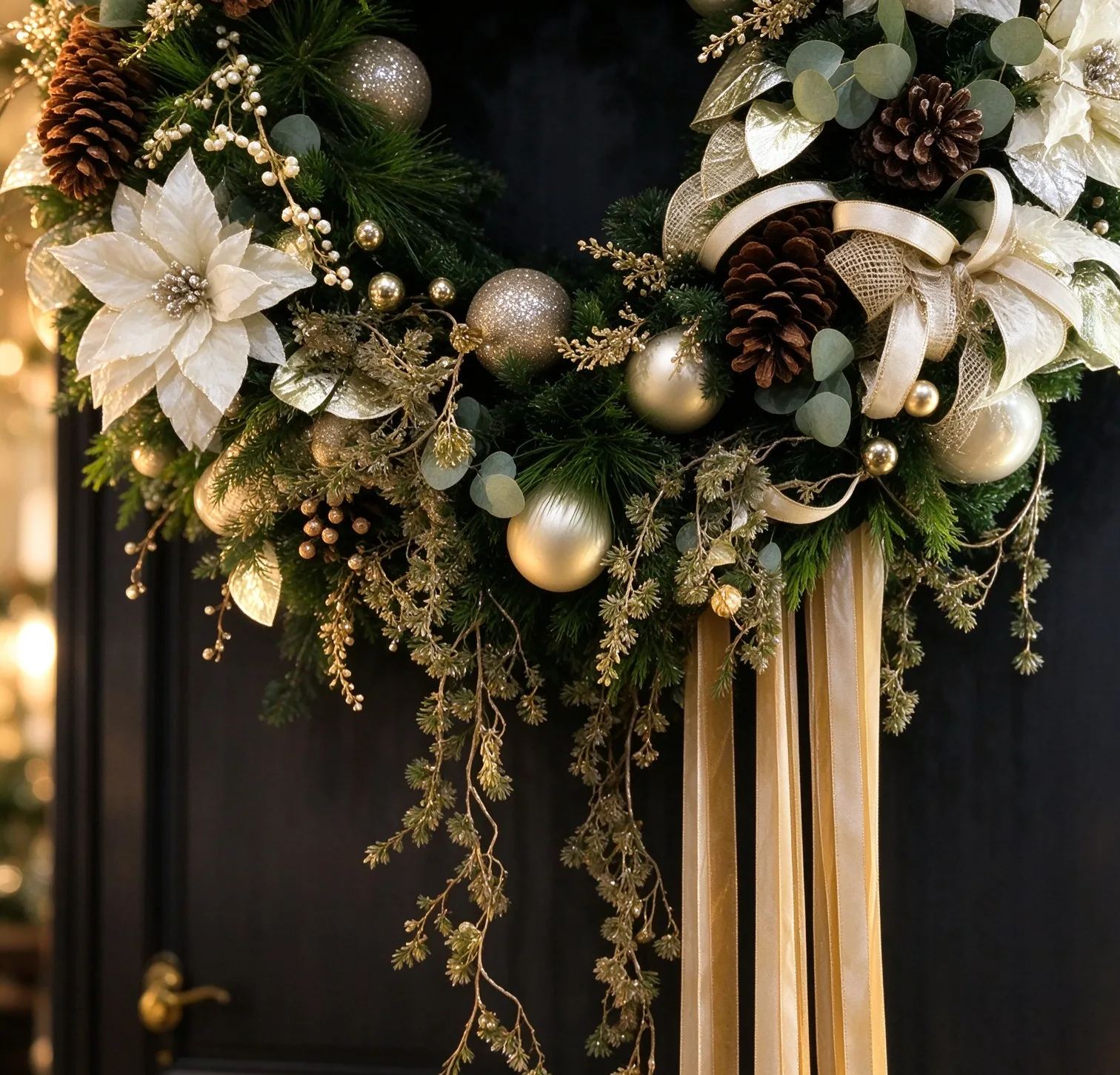 Cream White Asymmetrical Christmas Wreath